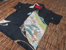 画像1: 着物アロハシャツ　Mサイズ　＃７６６ (1)