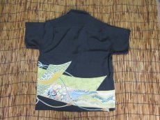 画像4: 着物アロハシャツ　Mサイズ　＃７６６ (4)
