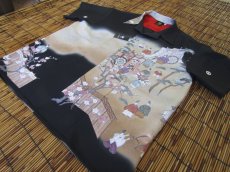 画像1: 着物アロハシャツ　XLサイズ　＃７７４ (1)