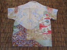 画像4: 着物アロハシャツ　XLサイズ　＃７８３ (4)