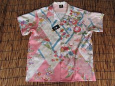 画像2: 着物アロハシャツ　Lサイズ　＃７８７ (2)