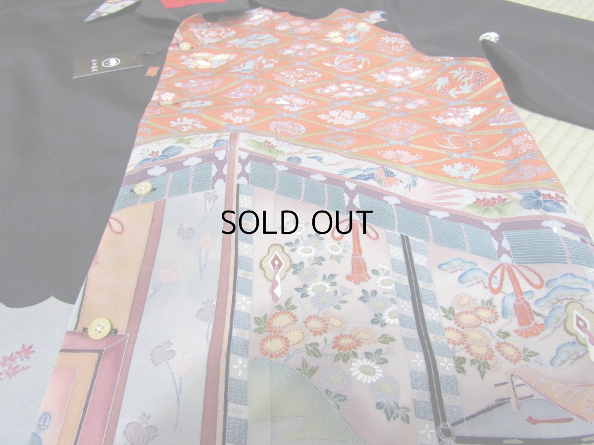 画像3: 長袖　着物アロハシャツ　XLサイズ　＃８３６ (3)